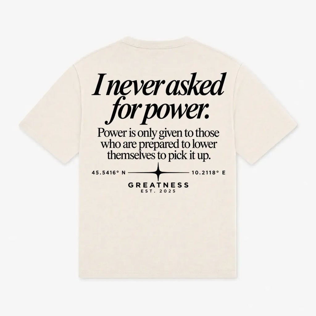 Maglietta regular fit Power is always dangerous GREATNESS in beige, retro