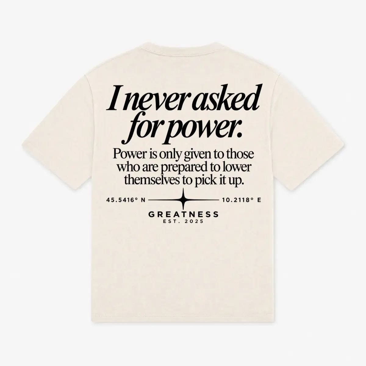 Maglietta regular fit Power is always dangerous GREATNESS in beige, retro