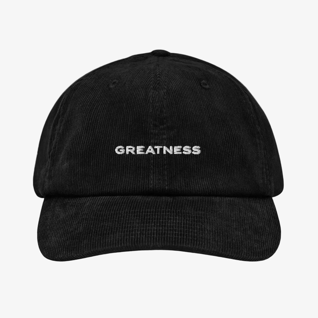 Cappellino in velluto a coste GREATNESS in nero, fronte #collection