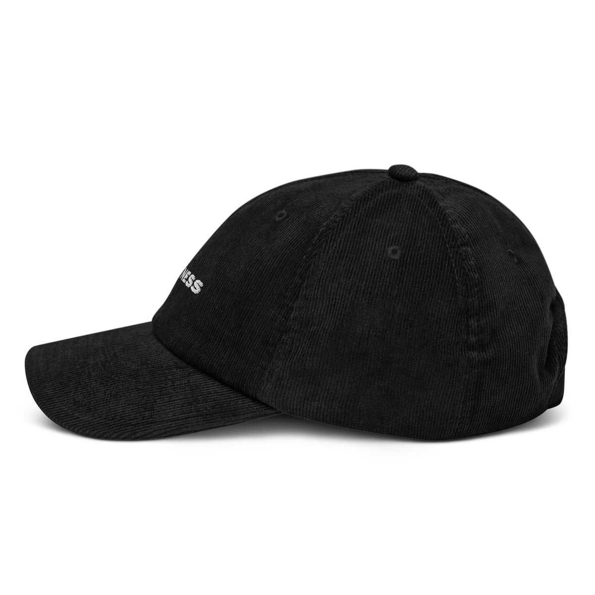 Cappellino in velluto a coste GREATNESS in nero, lato sinistro
