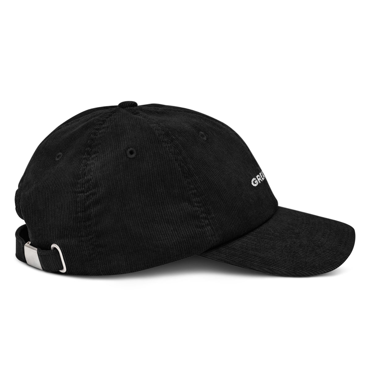 Cappellino in velluto a coste GREATNESS in nero, lato destro