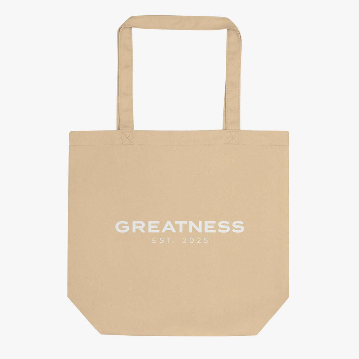 Tote bag in cotone GREATNESS Essential in avorio, fronte #collection-back