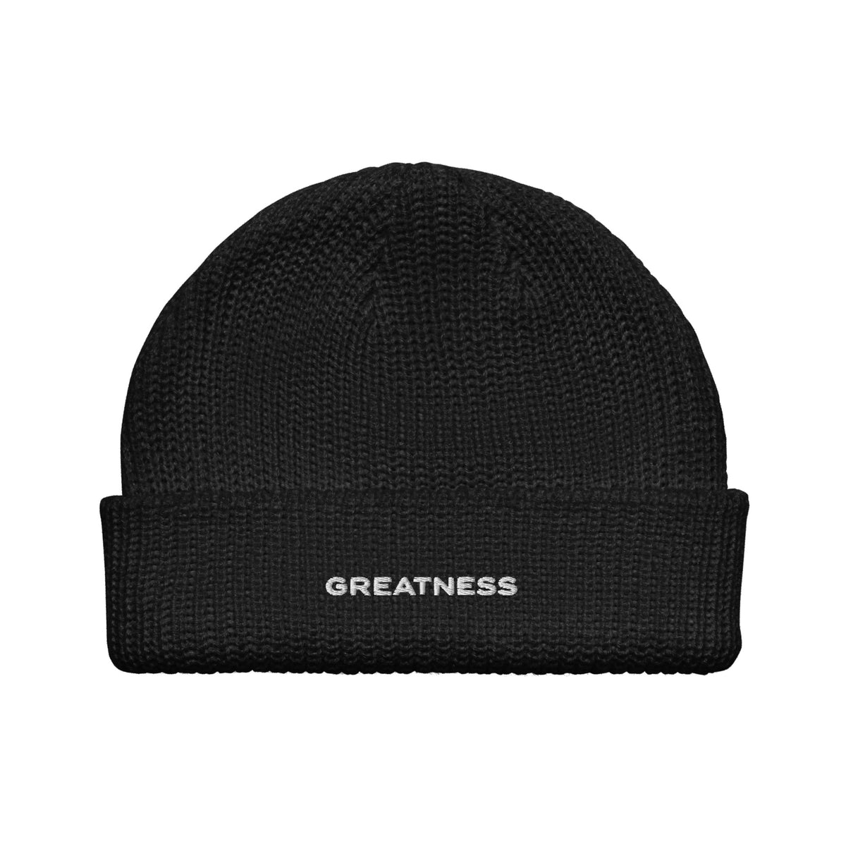 Berretto beanie a coste GREATNESS Essential in nero, fronte