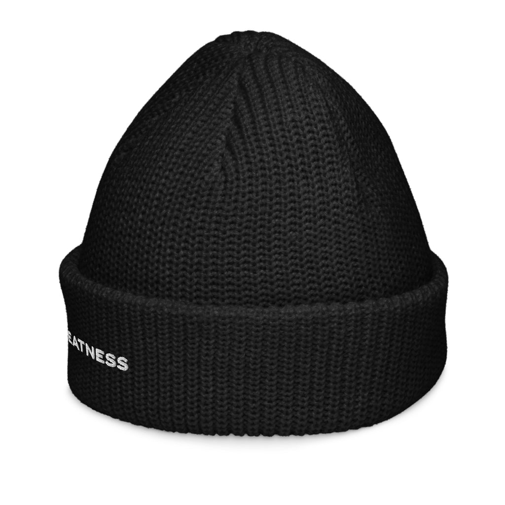 Berretto beanie a coste GREATNESS Essential in nero, lato sinistro