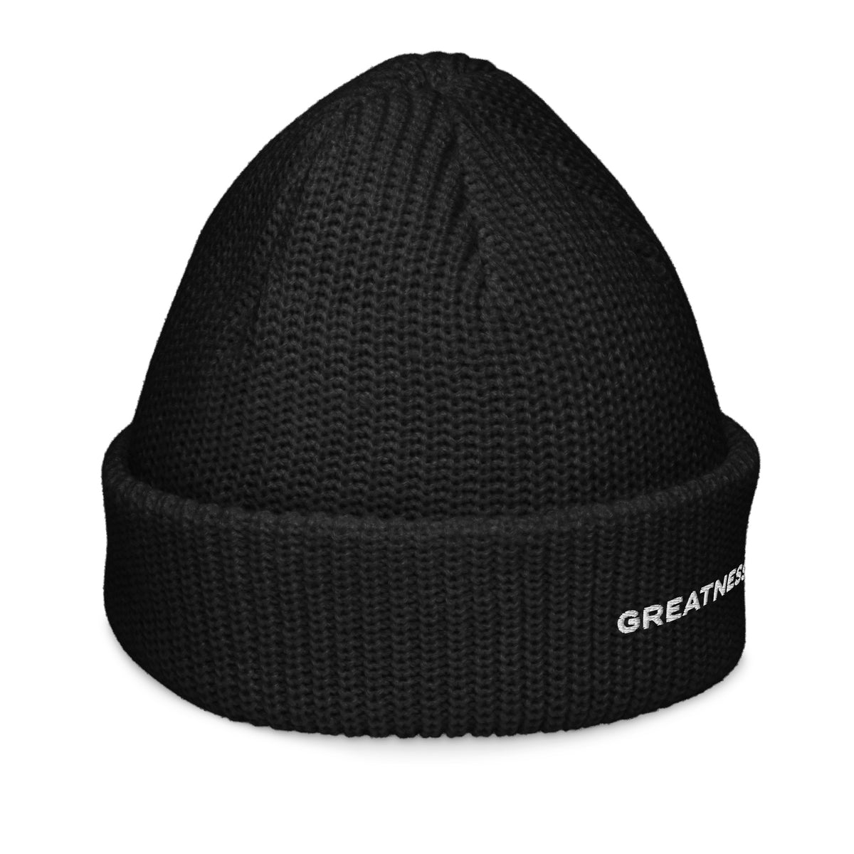 Berretto beanie a coste GREATNESS Essential in nero, lato destro
