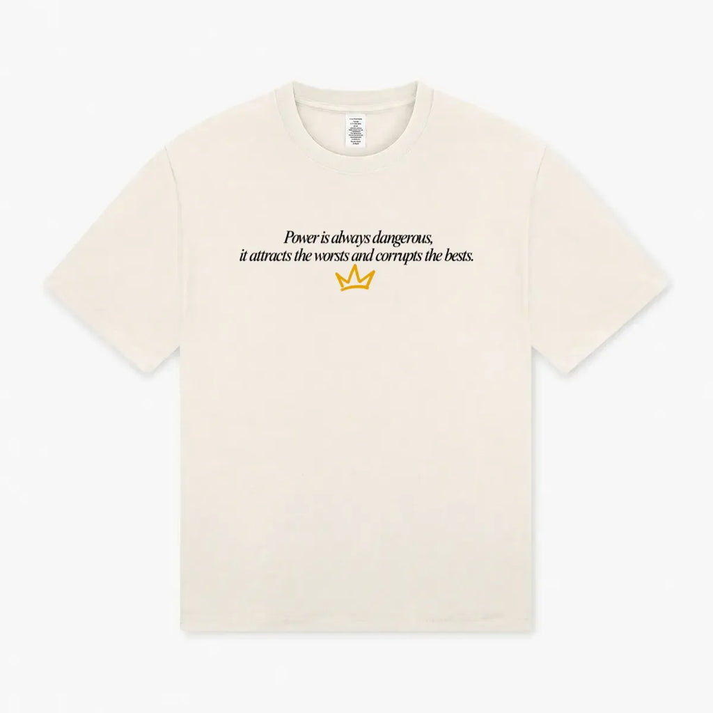 Maglietta regular fit Power is always dangerous GREATNESS in beige, fronte