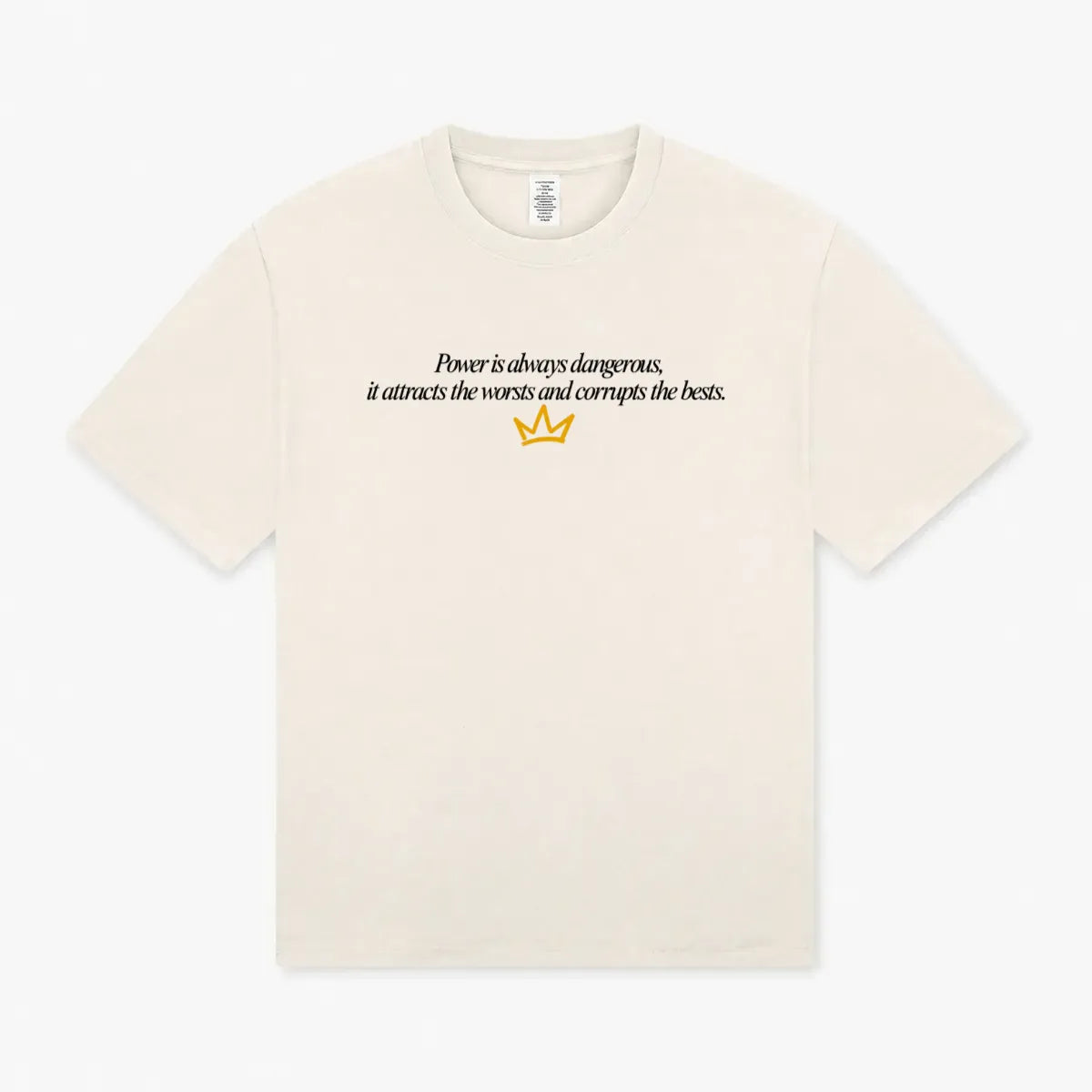 Maglietta regular fit Power is always dangerous GREATNESS in beige, fronte