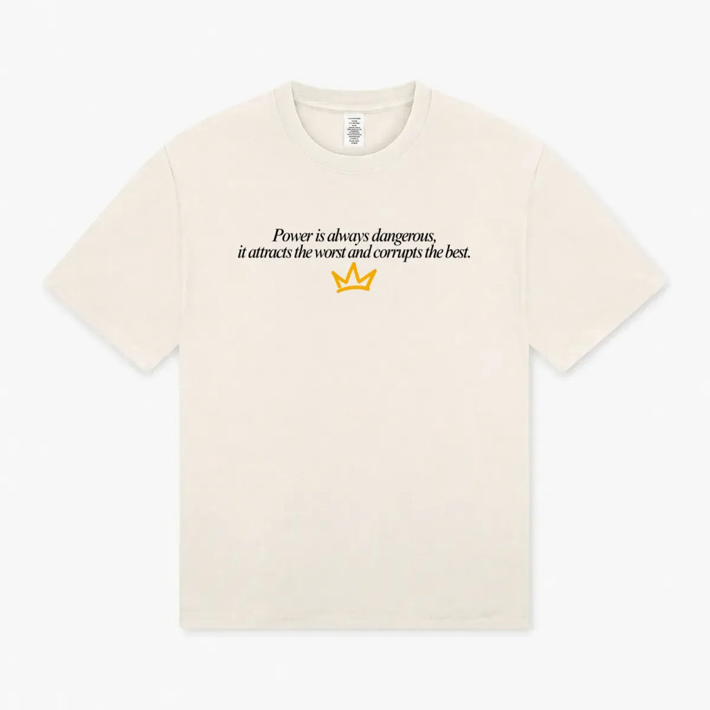 Maglietta regular fit Power is always dangerous GREATNESS in beige, fronte