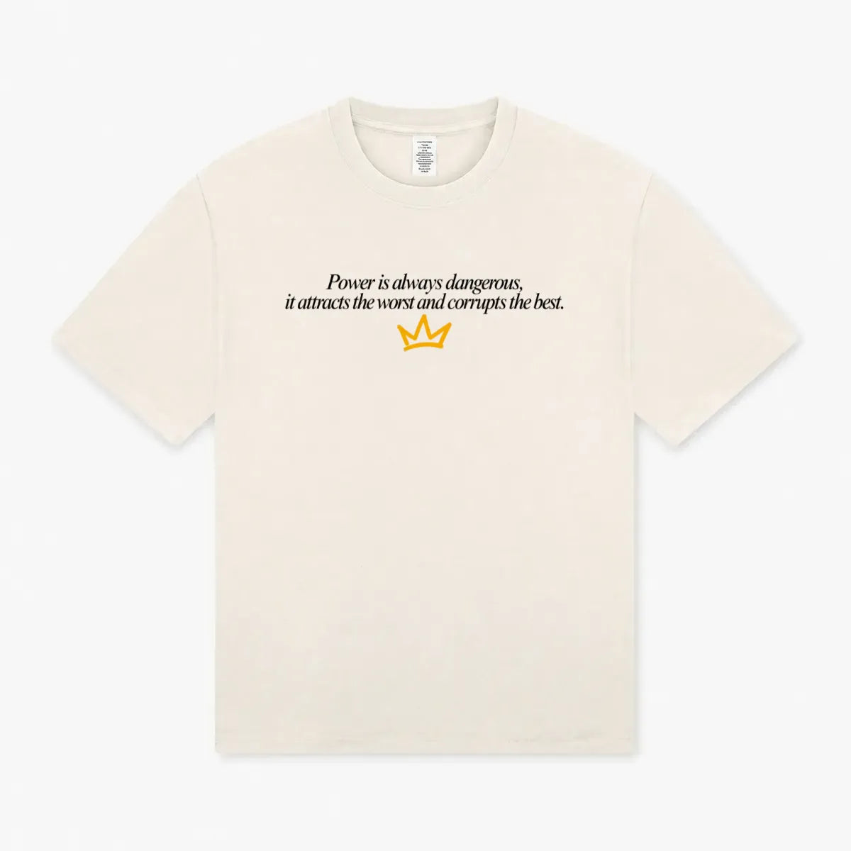 Maglietta regular fit Power is always dangerous GREATNESS in beige, fronte