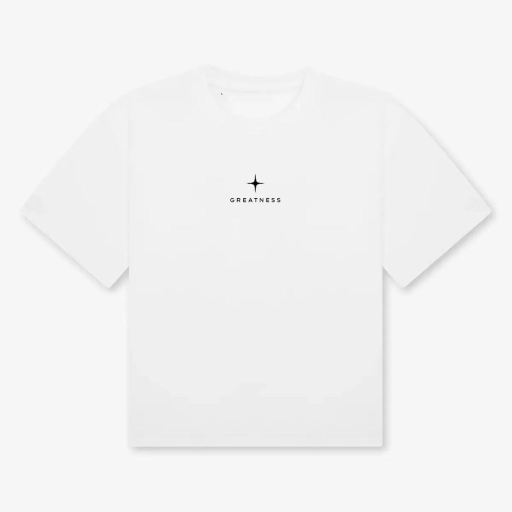 Maglietta boxy heavyweight We have things to do GREATNESS in bianco, fronte
