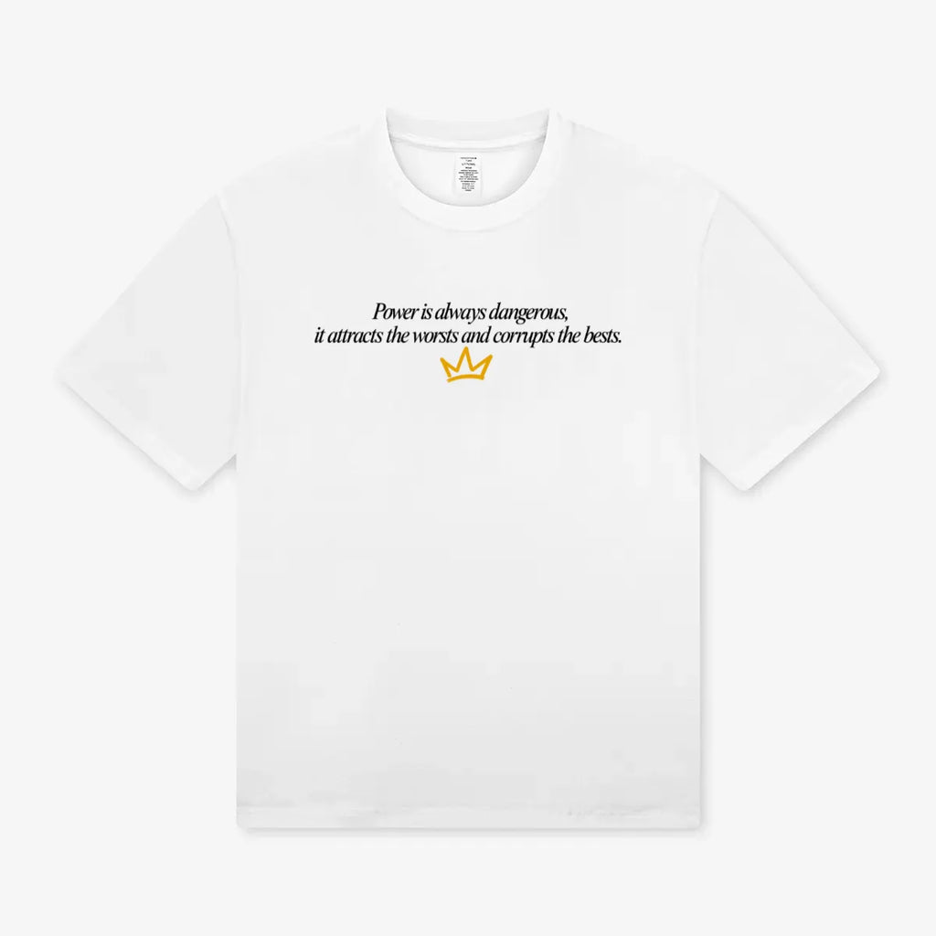 Maglietta regular fit Power is always dangerous GREATNESS in bianco, fronte