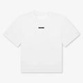 Maglietta boxy heavyweight Never Give Up GREATNESS in bianco, fronte #collection-back