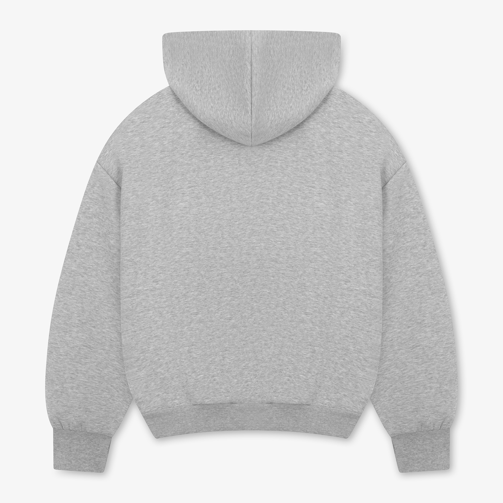 Felpa con cappuccio boxy GREATNESS Essential in grigio, mockup