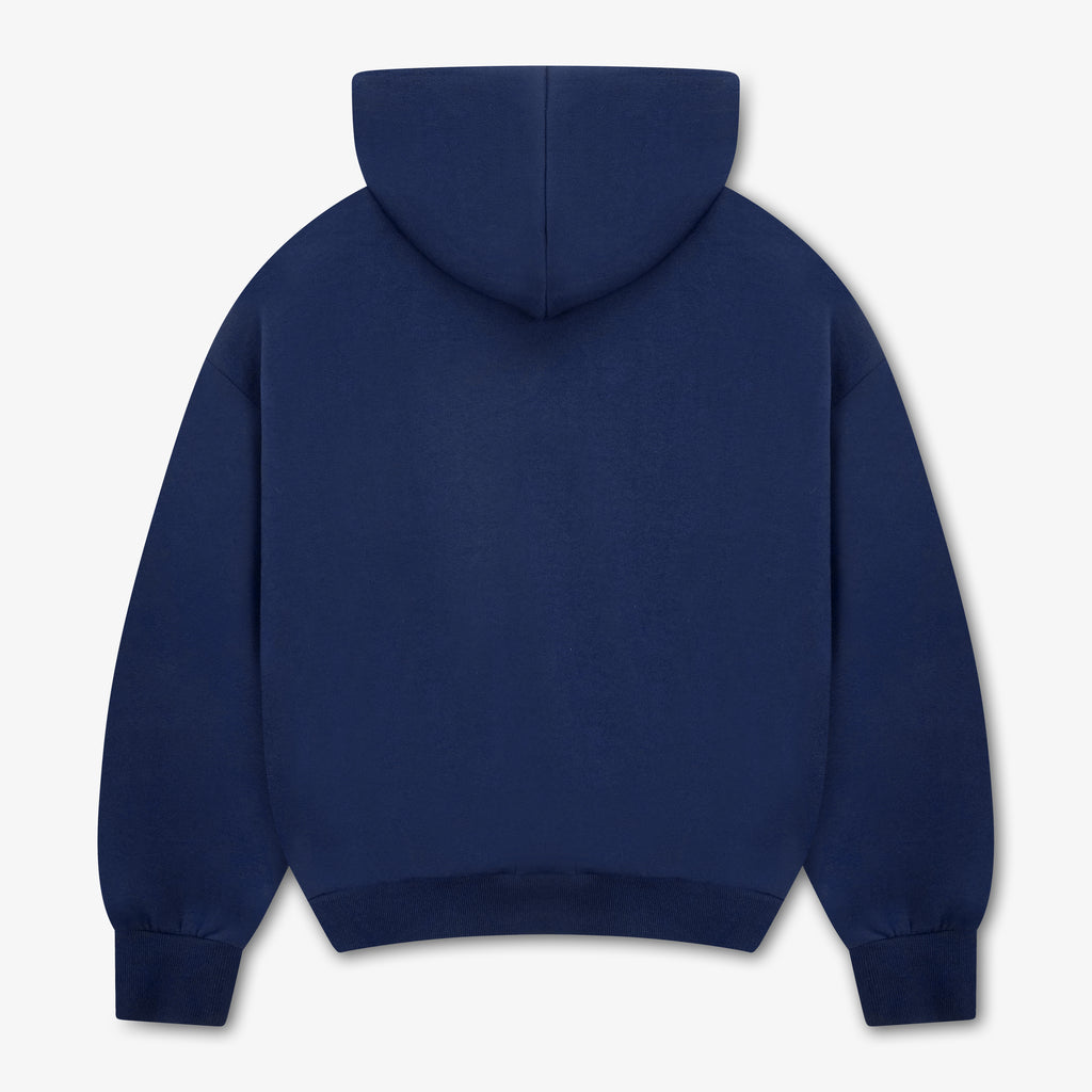Felpa con cappuccio boxy GREATNESS Essential in blu navy, mockup