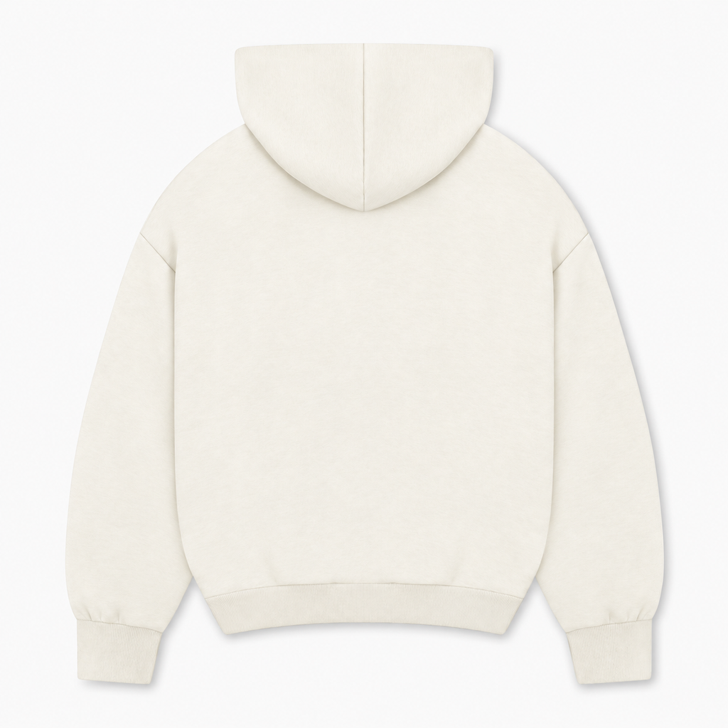 Felpa con cappuccio boxy GREATNESS Essential in off white, mockup