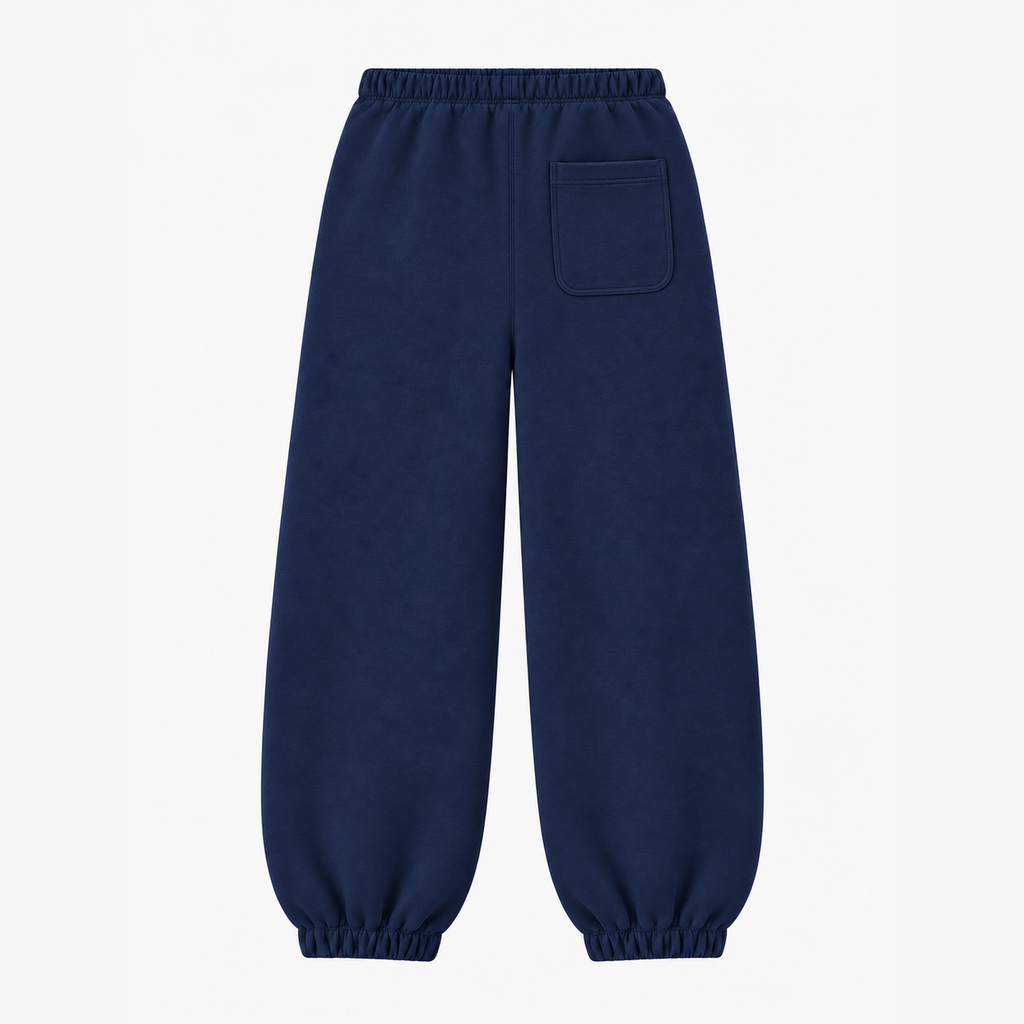 Pantalone tuta streetwear con polsino GREATNESS in blu navy, mockup
